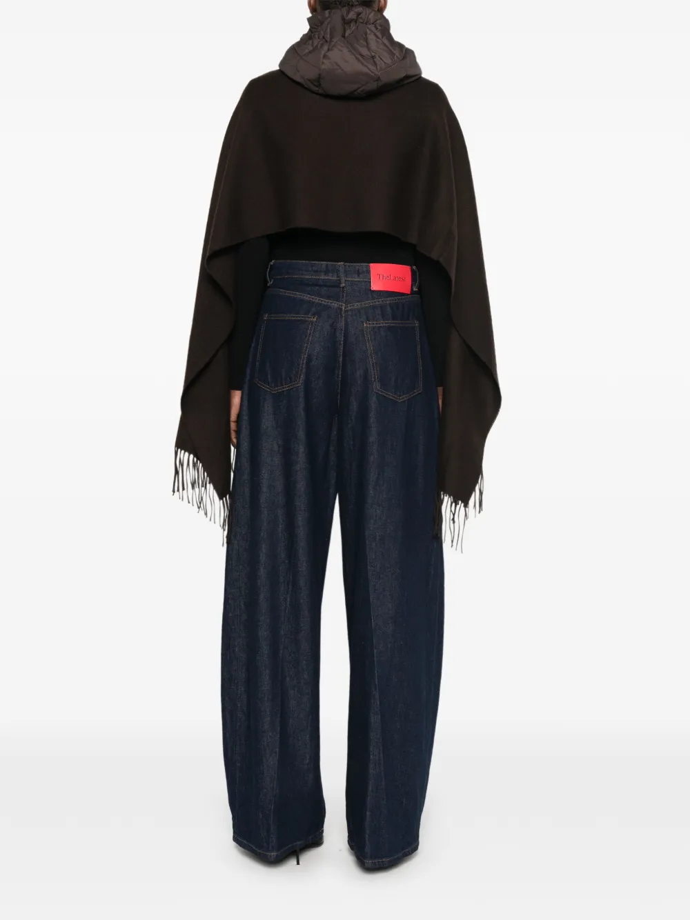 Maje Poncho met franje Bruin