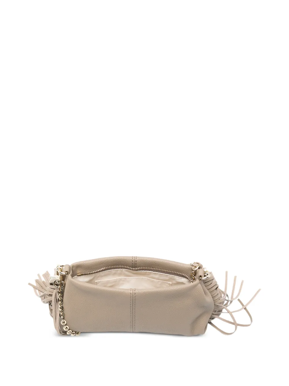 Maje Miss M clutch van bewerkt leer met franje Beige