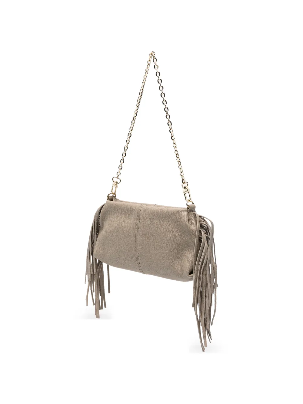 Maje Miss M clutch van bewerkt leer met franje Beige