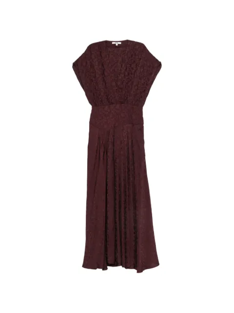 Maje floral-jacquard V-neck dress