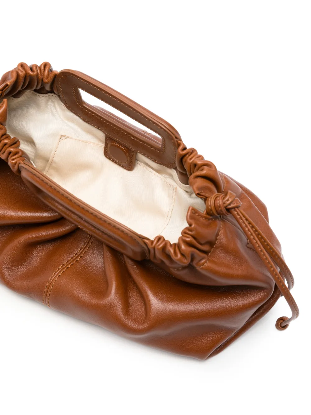 Maje Leren clutch met gesmockt detail Bruin