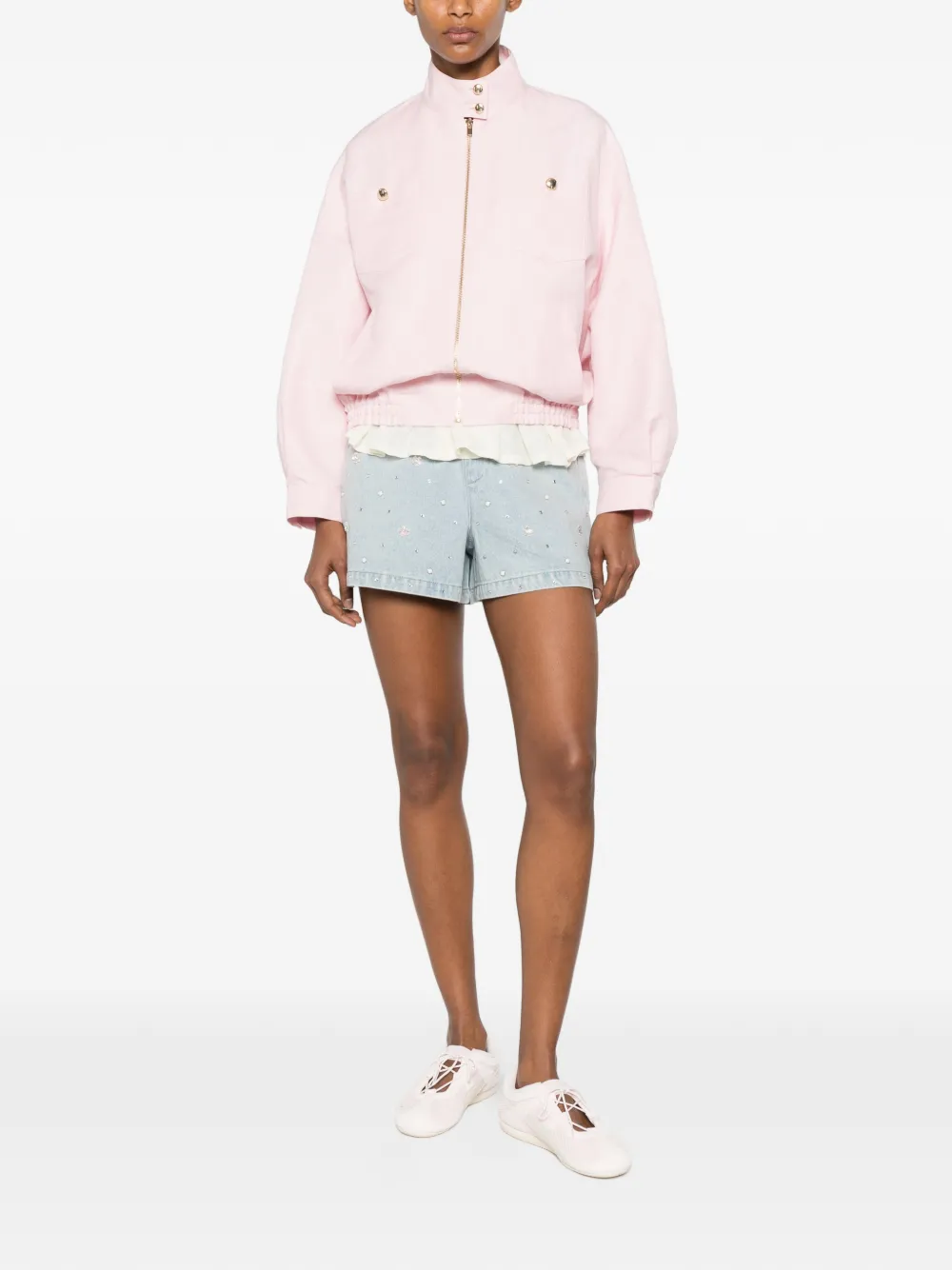  Maje Shorts Con Apliques De Strass - Azul 