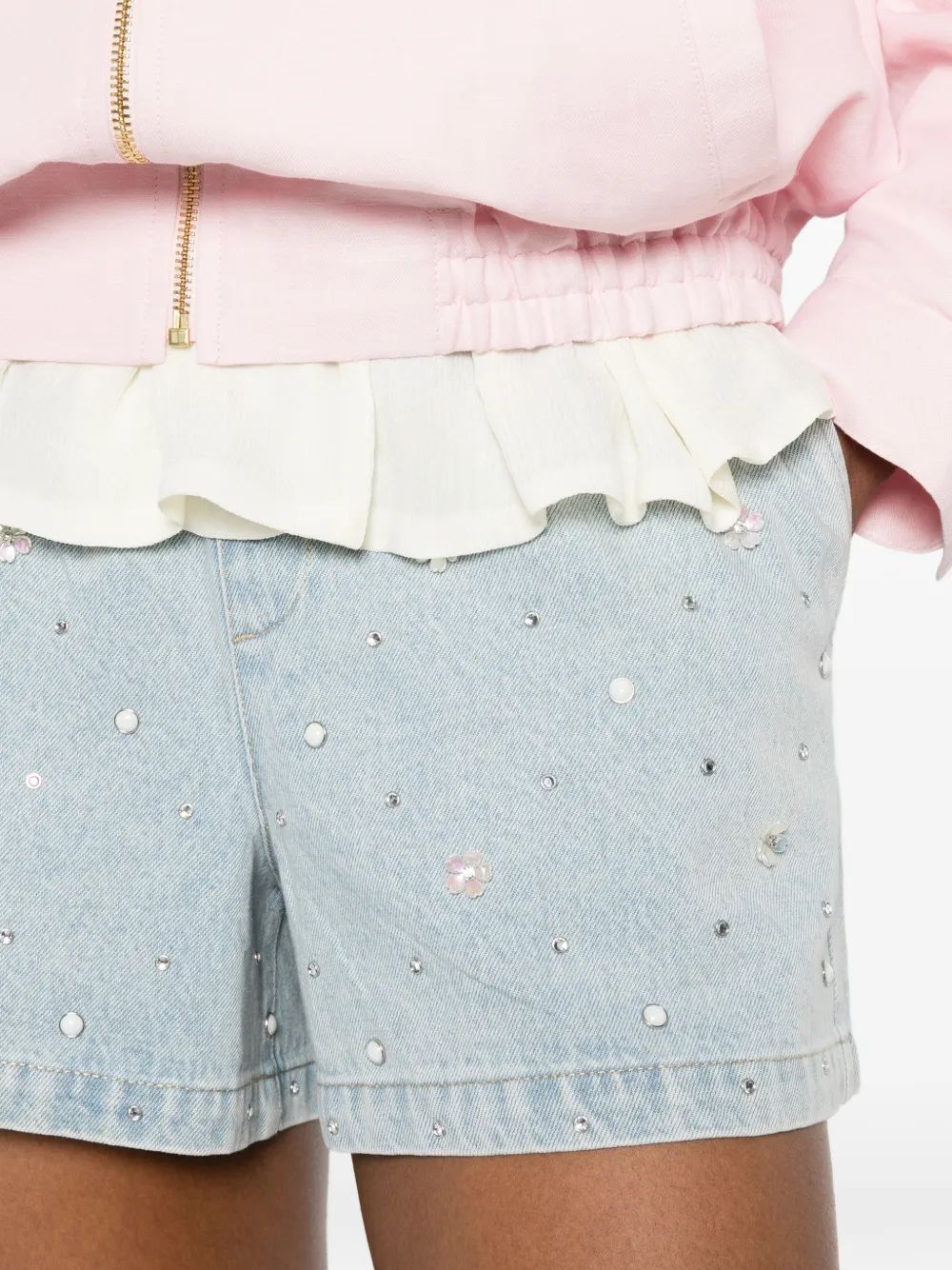 Maje Shorts verfraaid met stras Blauw