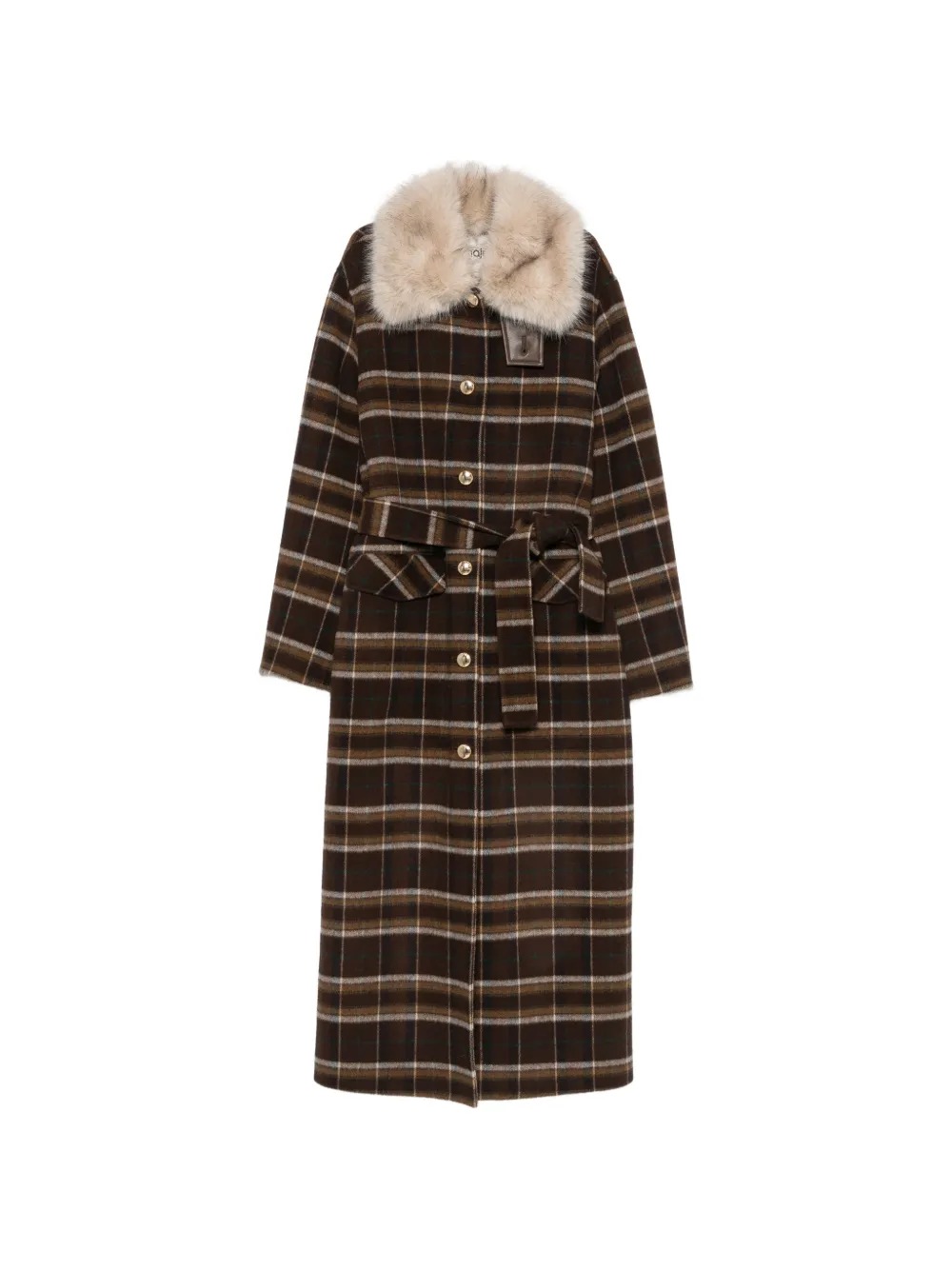 Maje Cappotto con colletto in pelliccia sintetica - Marrone