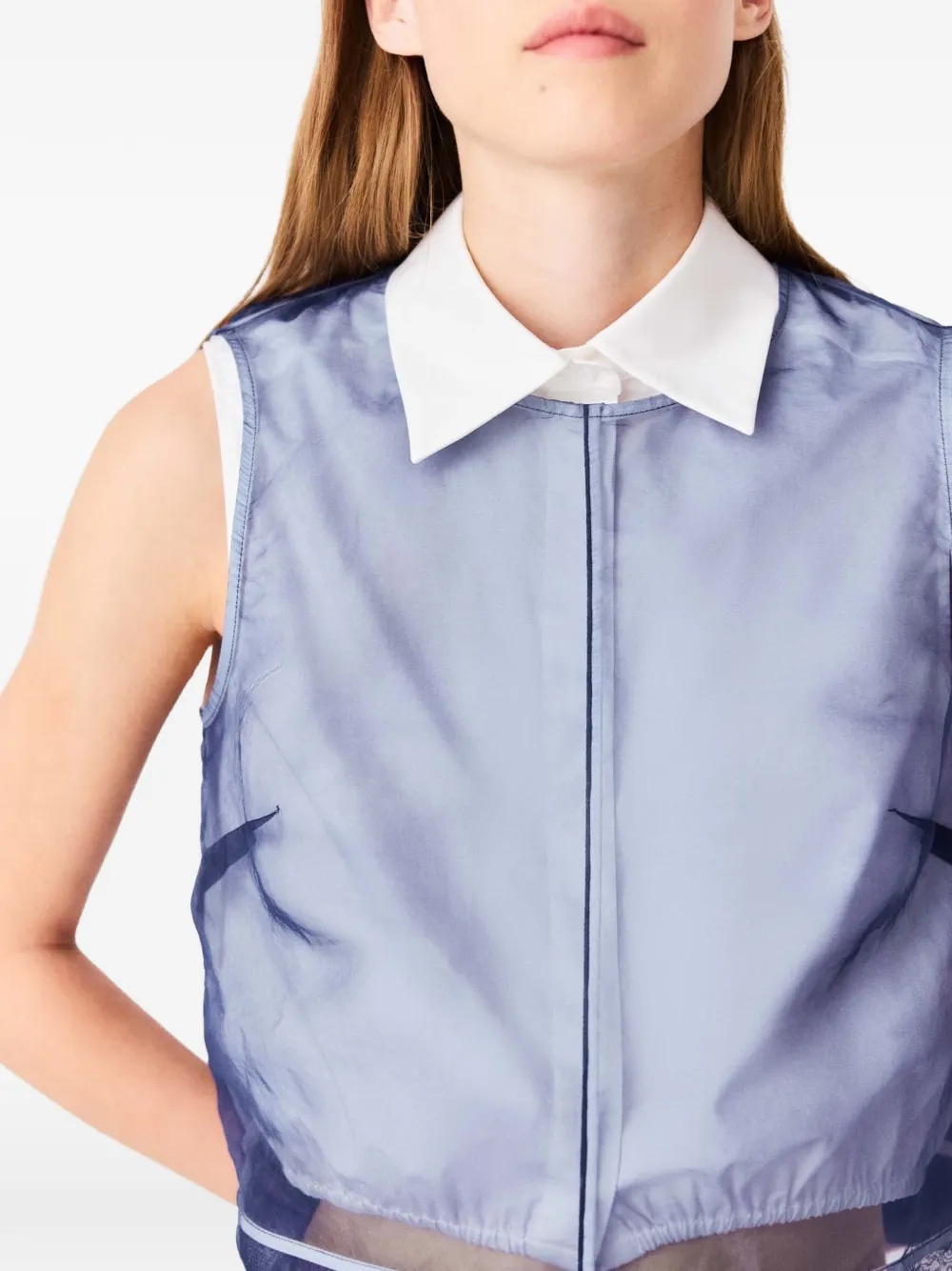 Maje x Blanca Miró mouwloze blouse met organza laag Blauw