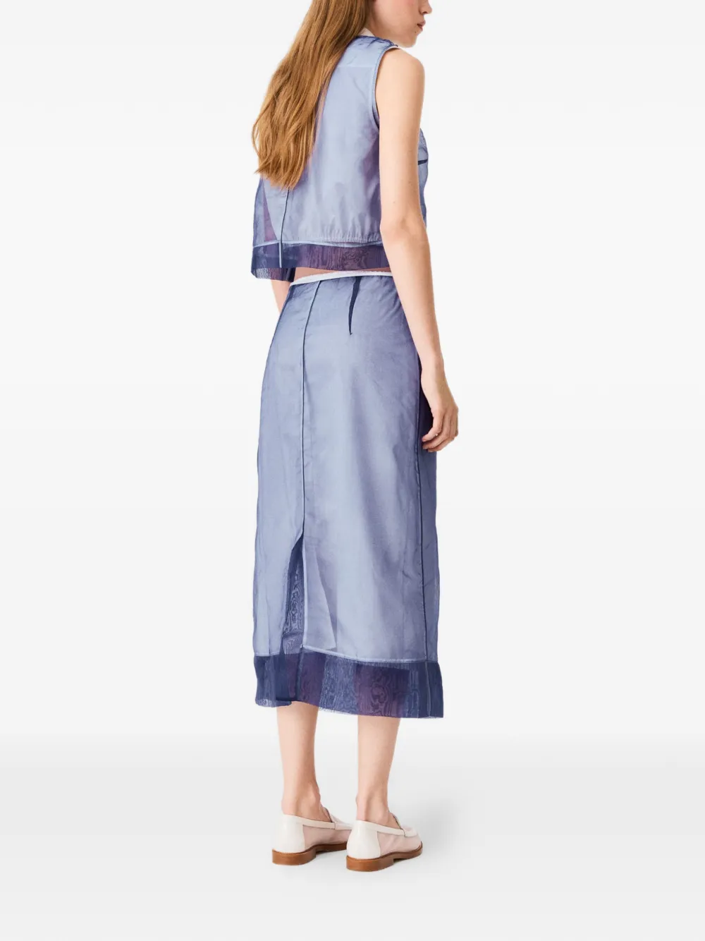 Maje x Blanca Miró mouwloze blouse met organza laag Blauw