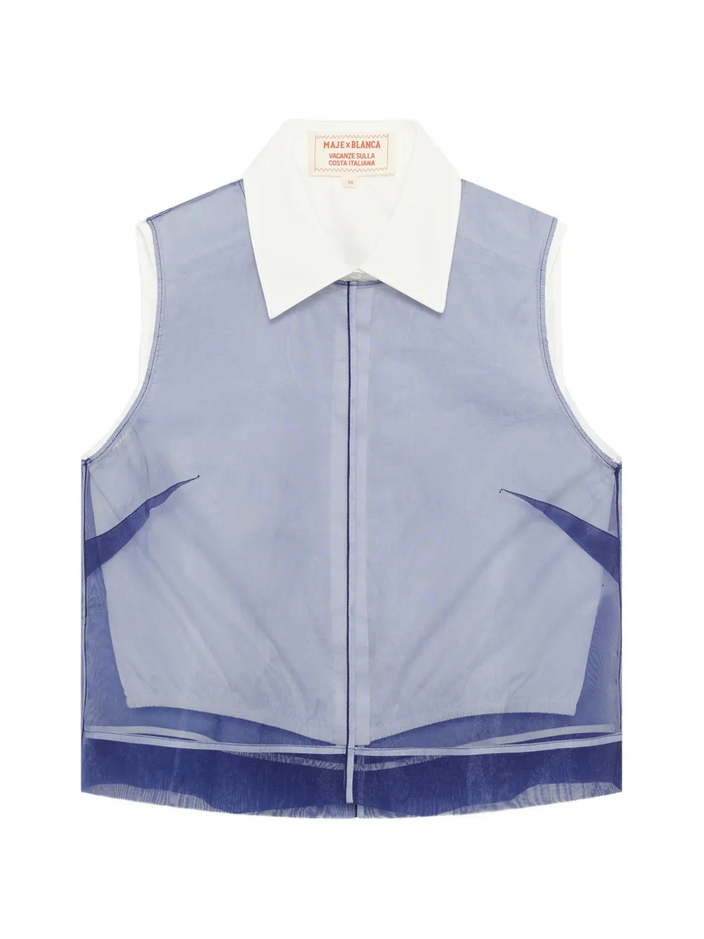 Maje x Blanca Miró organza-overlay sleeveless shirt - Blu