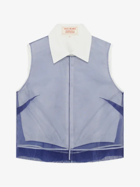 Maje x Blanca Miró organza-overlay sleeveless shirt