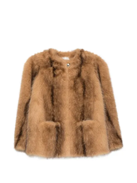 Maje faux-fur round-neck jacket