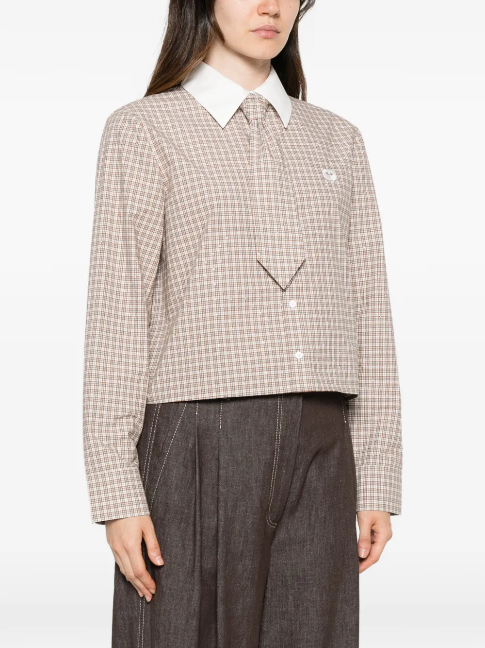 Maje Geruite blouse verfraaid met stras Beige