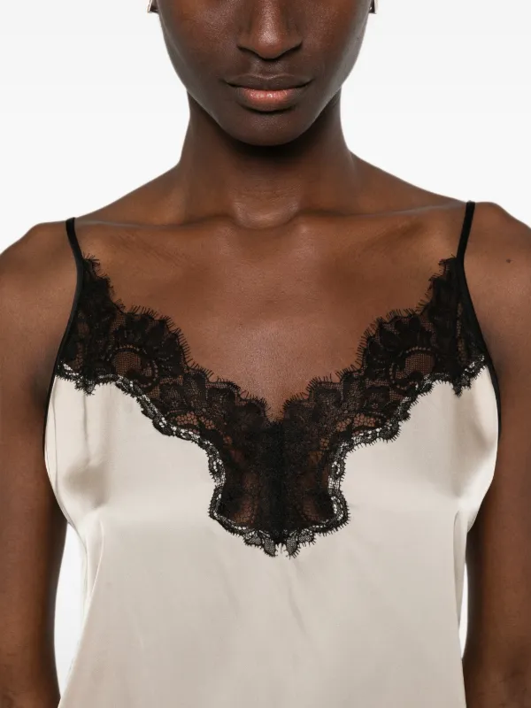 Maje lace-trim Top | Neutrals | FARFETCH IN