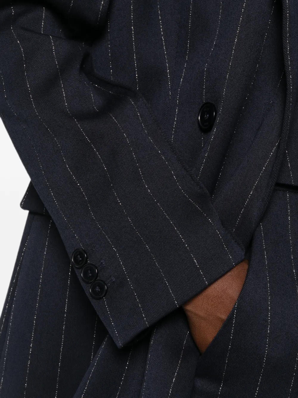 Maje Blazer met krijtstreep en dubbele rij knopen Blauw