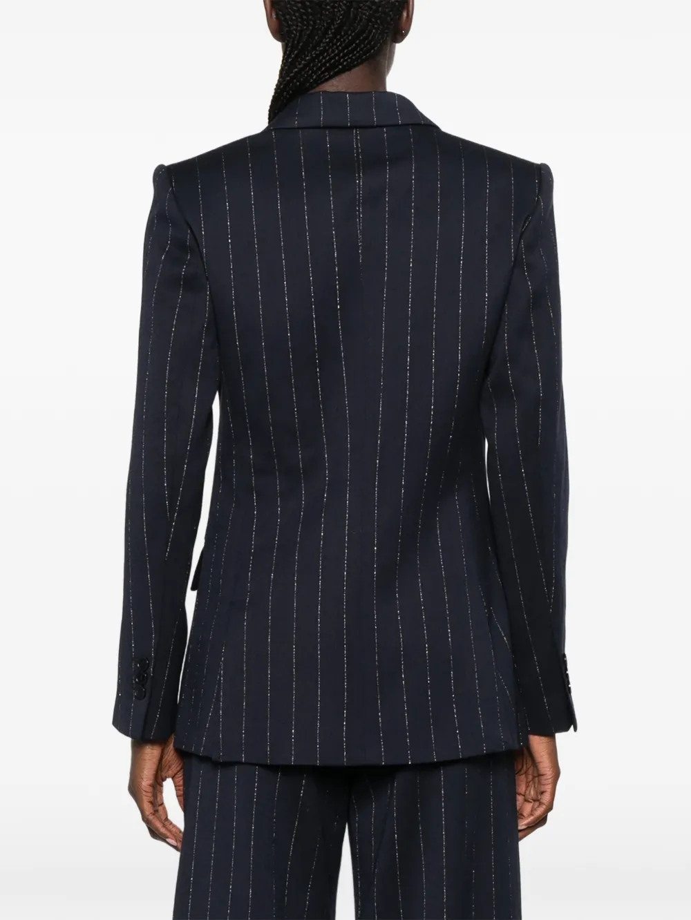 Maje Blazer met krijtstreep en dubbele rij knopen Blauw