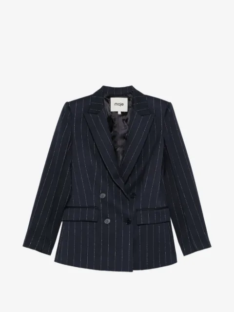 Maje blazer con rayas diplomáticas estampadas y doble botonadura