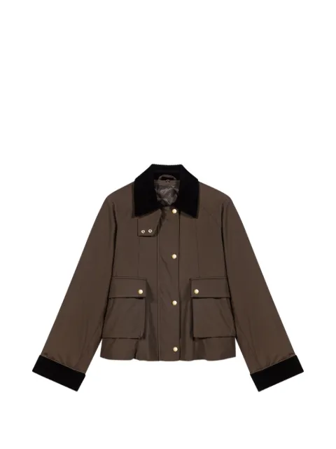 Maje corduroy-trim press-stud jacket