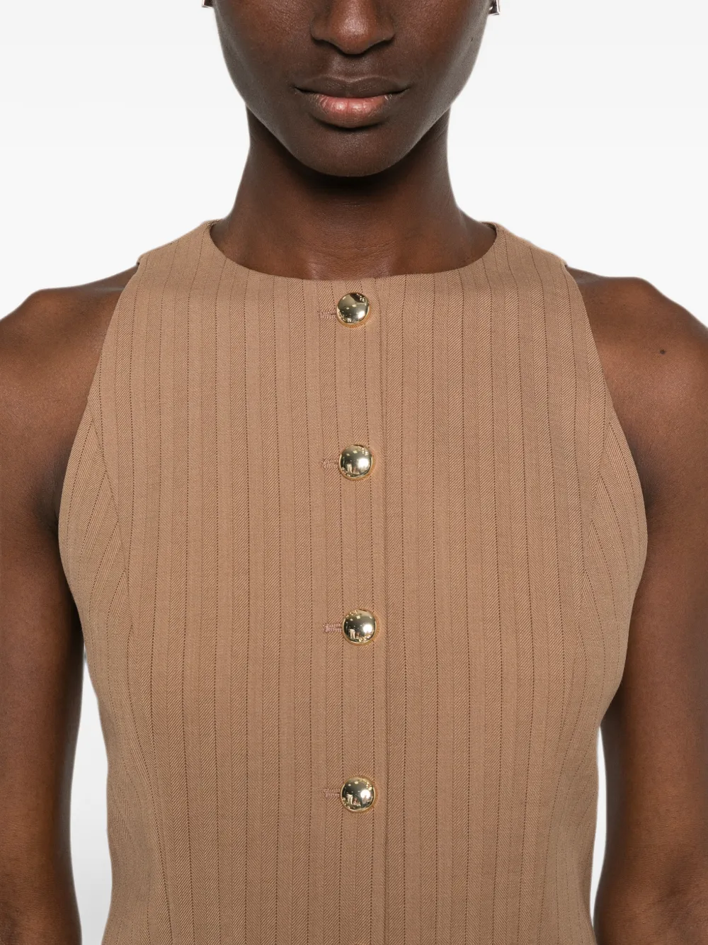 Maje Gestreept gilet met knoopsluiting Beige