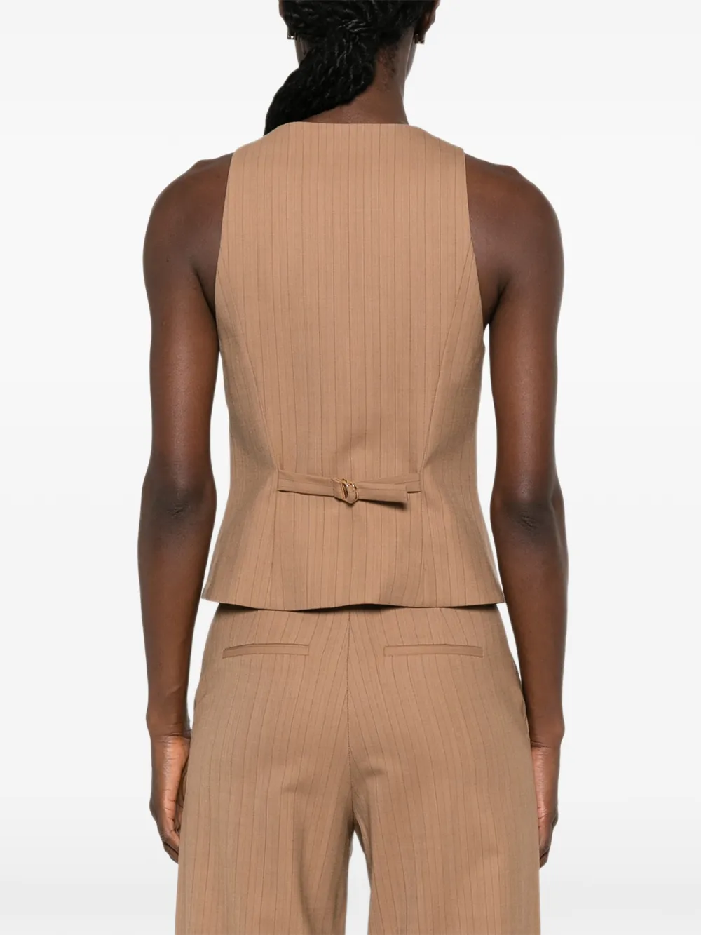 Maje Gestreept gilet met knoopsluiting Beige