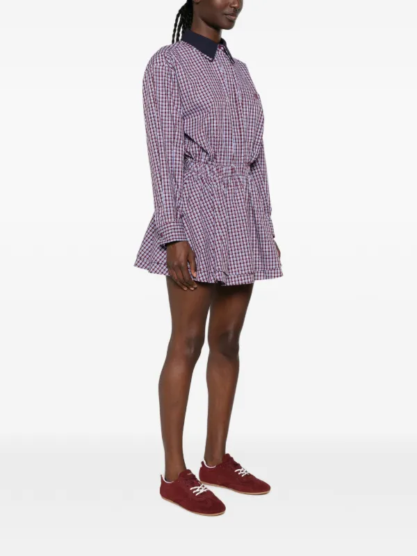 Maje Checked Cotton Mini Dress | Red