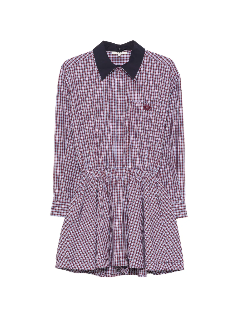 Maje checked cotton mini dress - Rosso