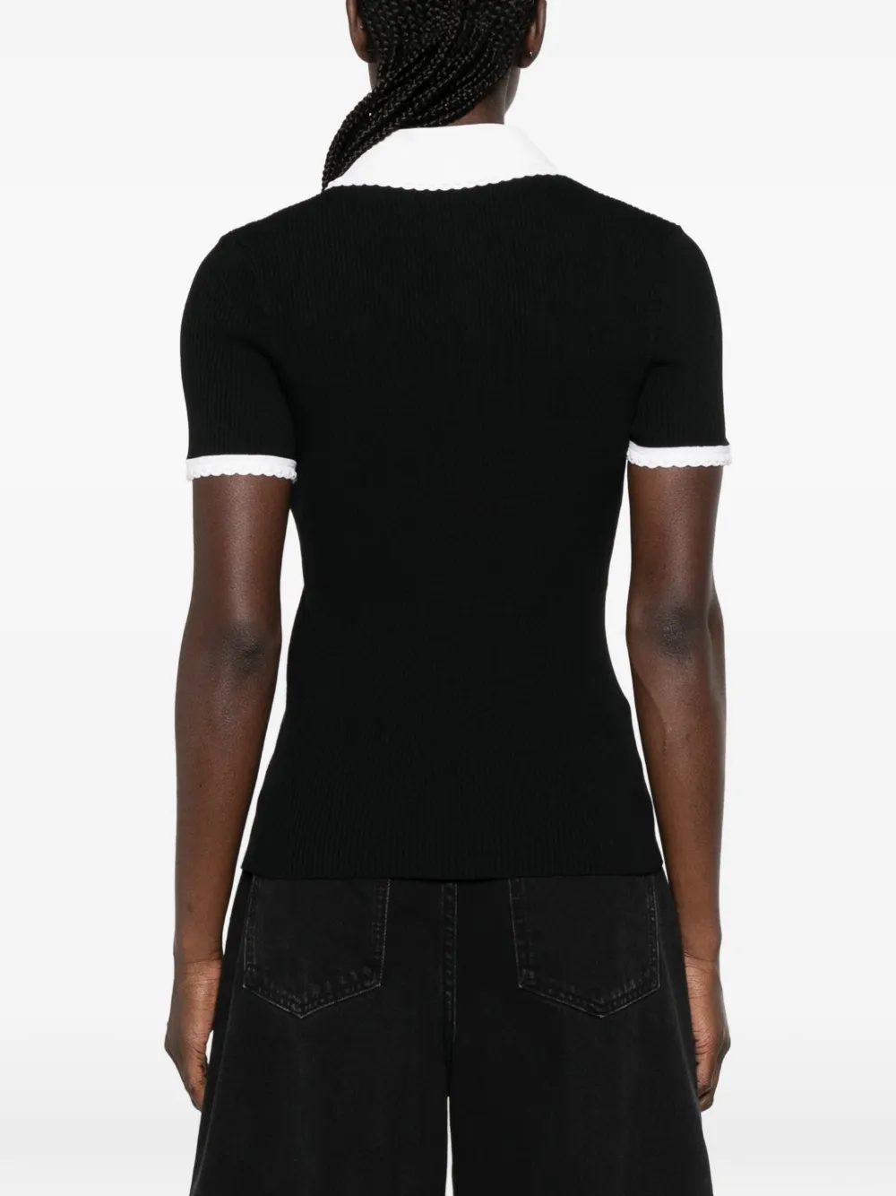 Maje Poloshirt met contrasterende kraag Zwart