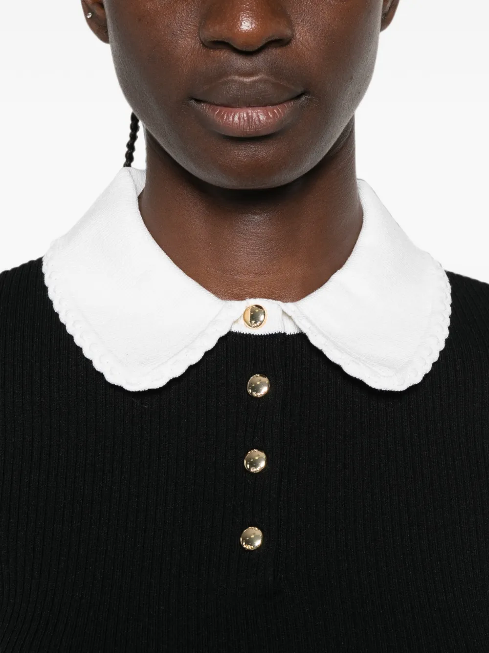 Maje Poloshirt met contrasterende kraag Zwart