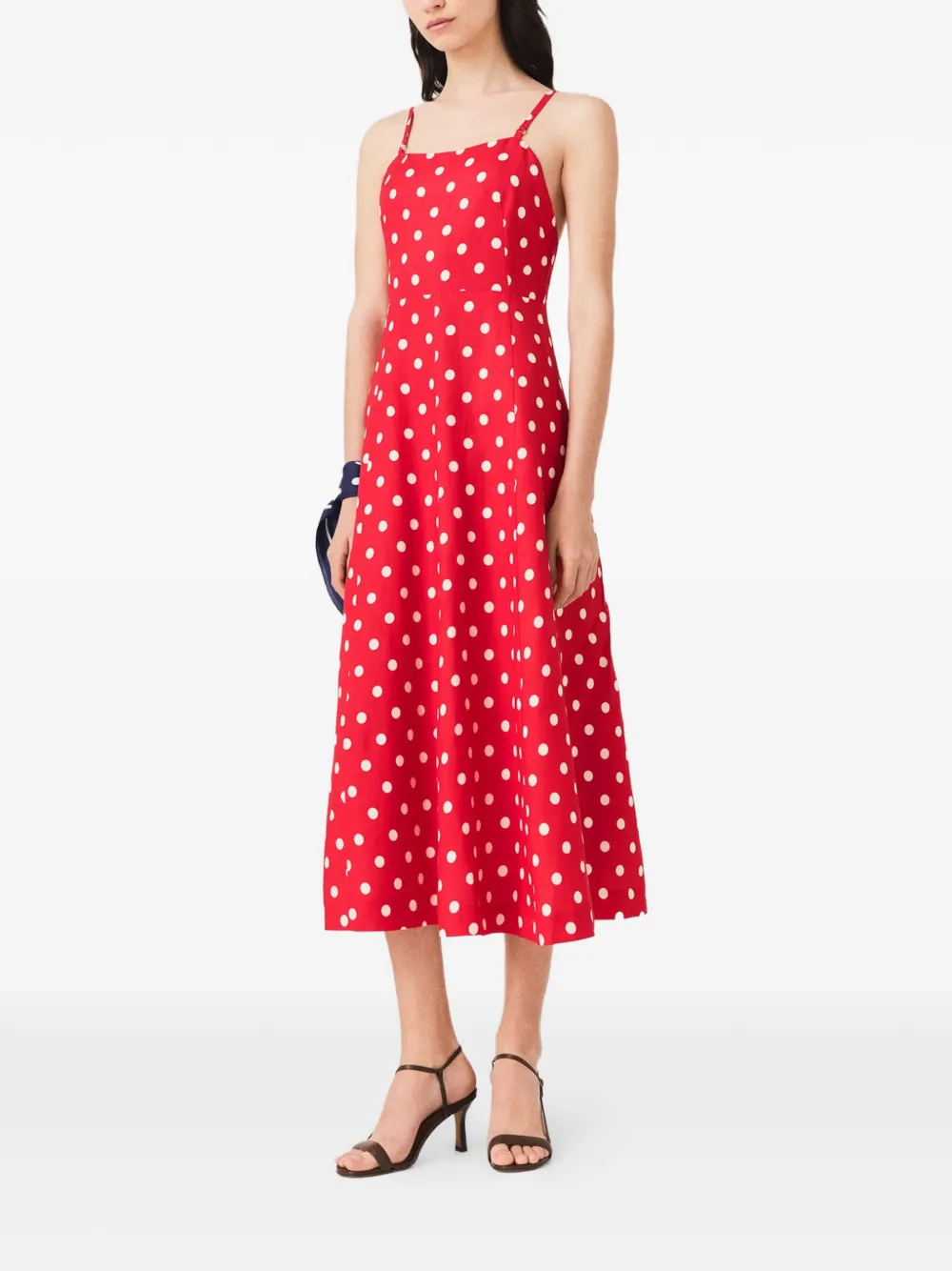 Maje Midi-jurk met stippen Rood