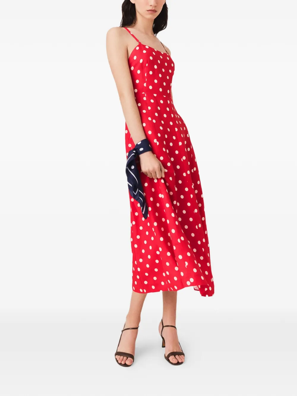 Maje Midi-jurk met stippen Rood