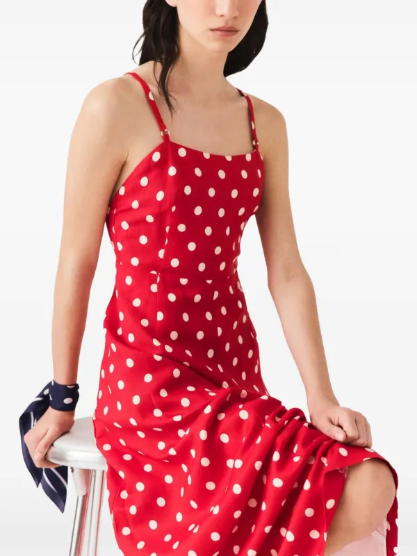 red polka dot dress midi Polka Dot Tie Back Fit & Flare Midi Dress