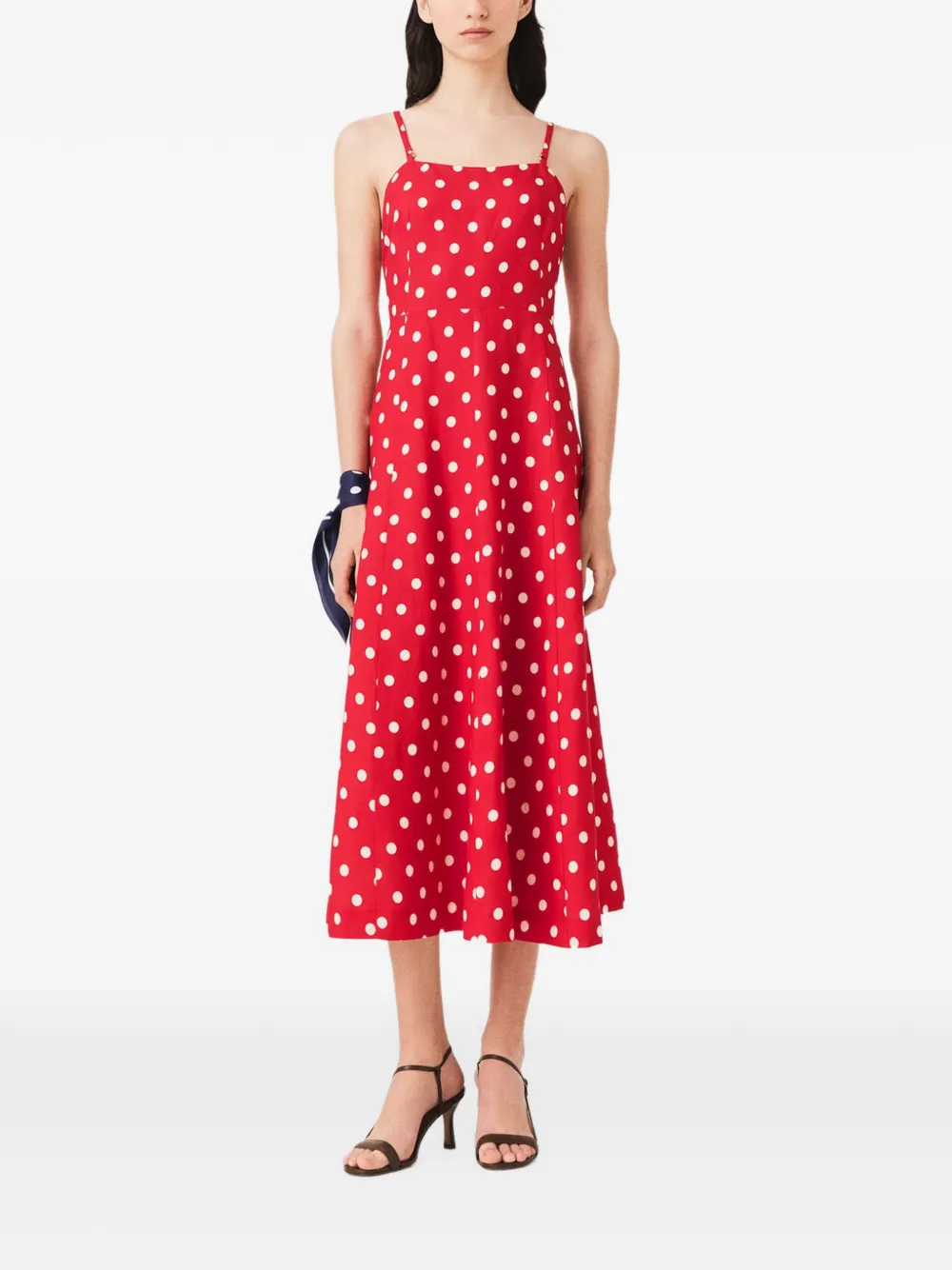 Maje Midi-jurk met stippen Rood