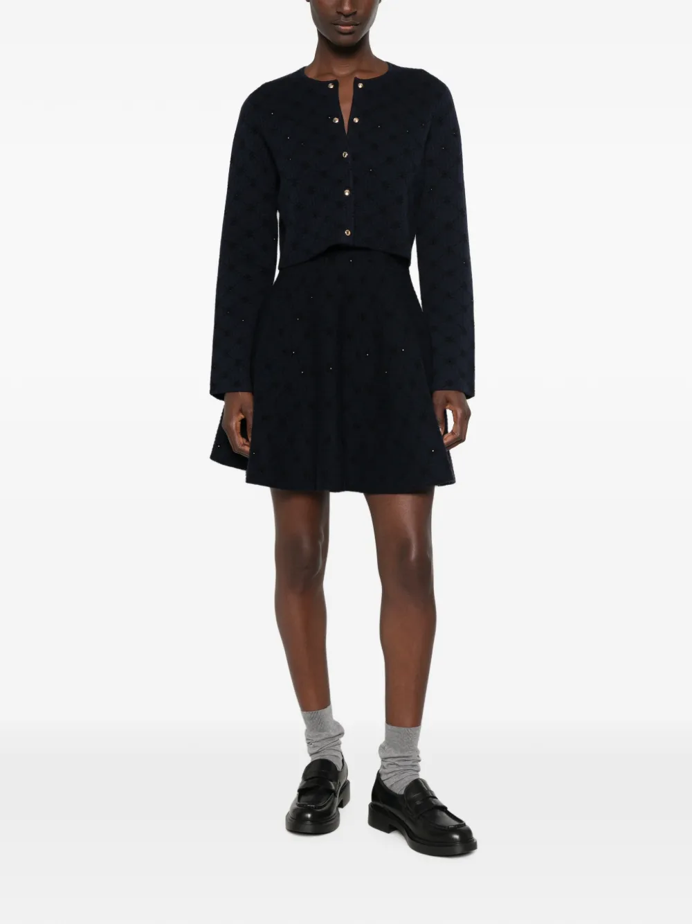 Maje Pointelle gebreid vest verfraaid met pailletten Blauw