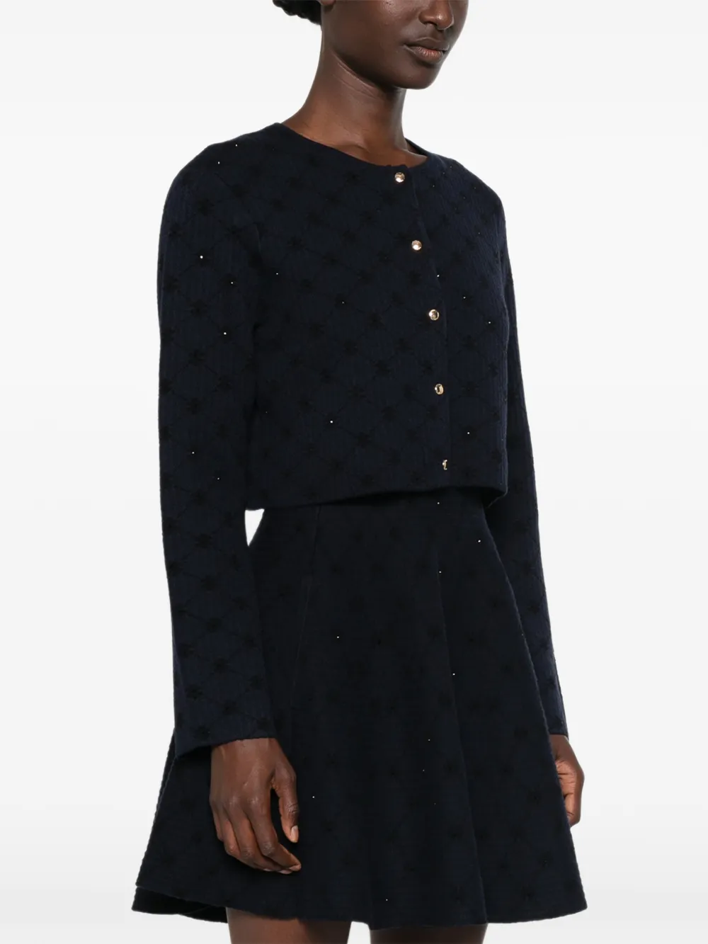 Maje Pointelle gebreid vest verfraaid met pailletten Blauw