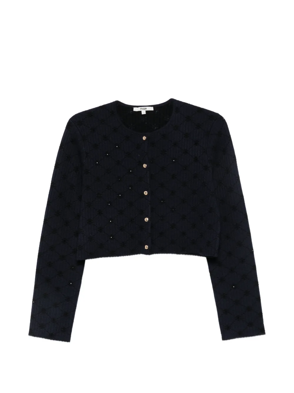 Maje sequin-embellished pointelle-knit cardigan - Blau