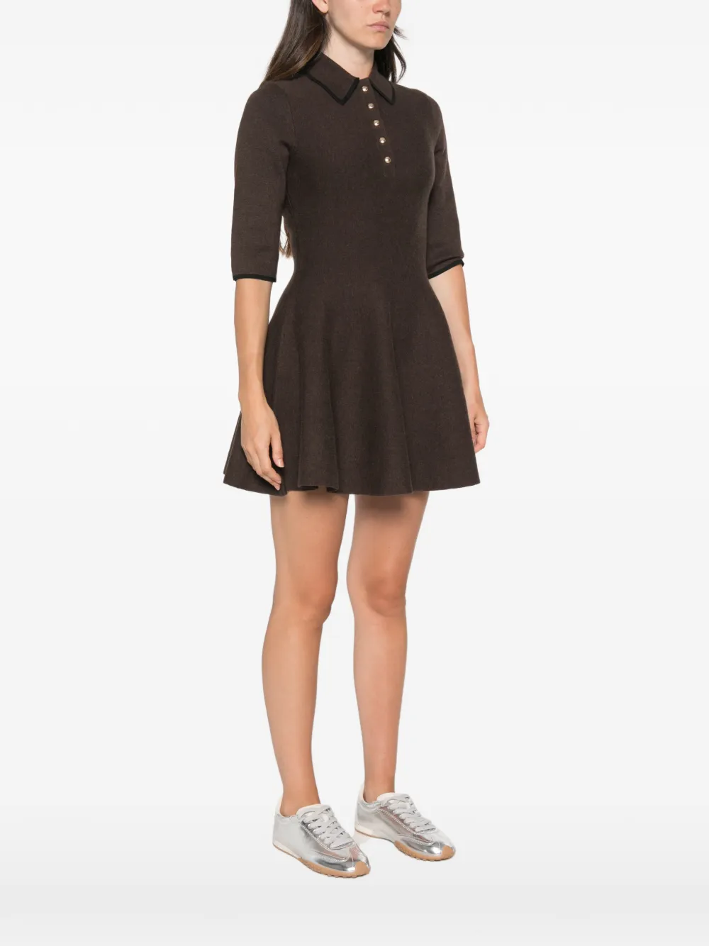 Maje Button-up mini-jurk met kraag Bruin