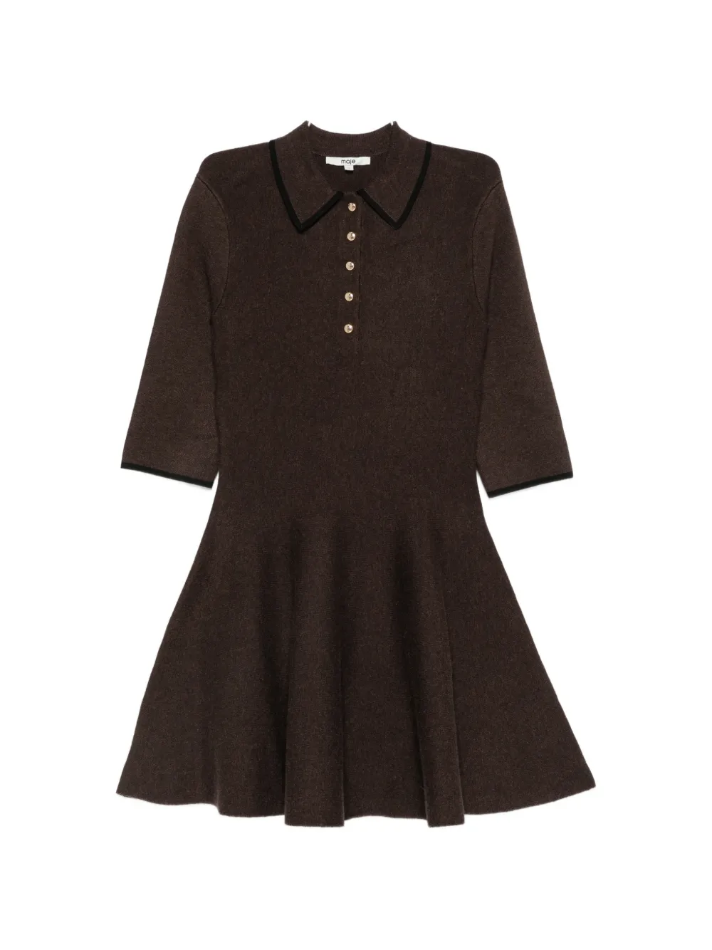 Maje button-up collared mini dress - Marrone