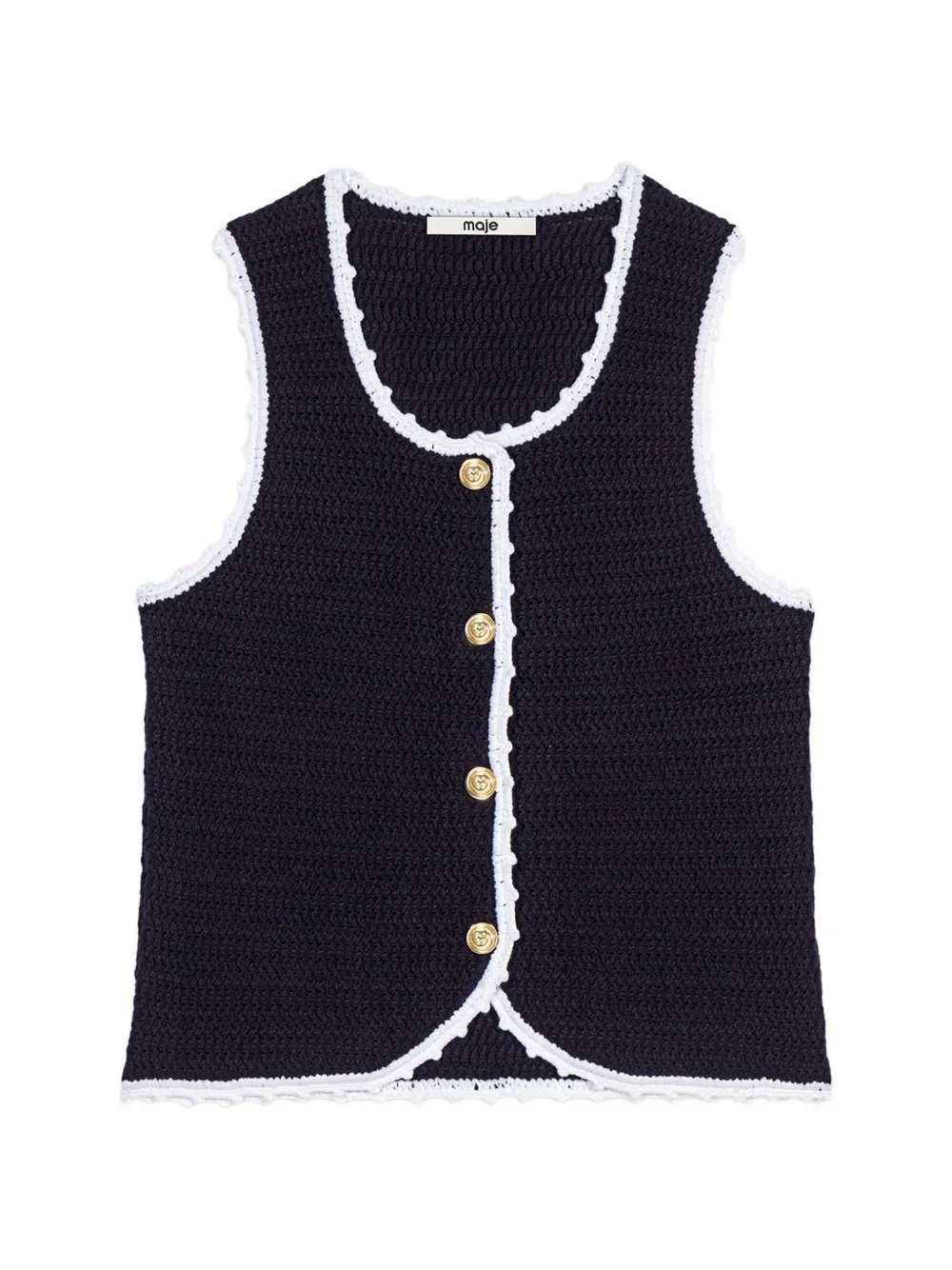 Maje crochet-knit cropped vest - Blu