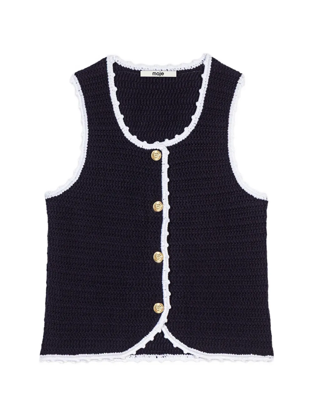 Maje crochet-knit cropped vest - Blu