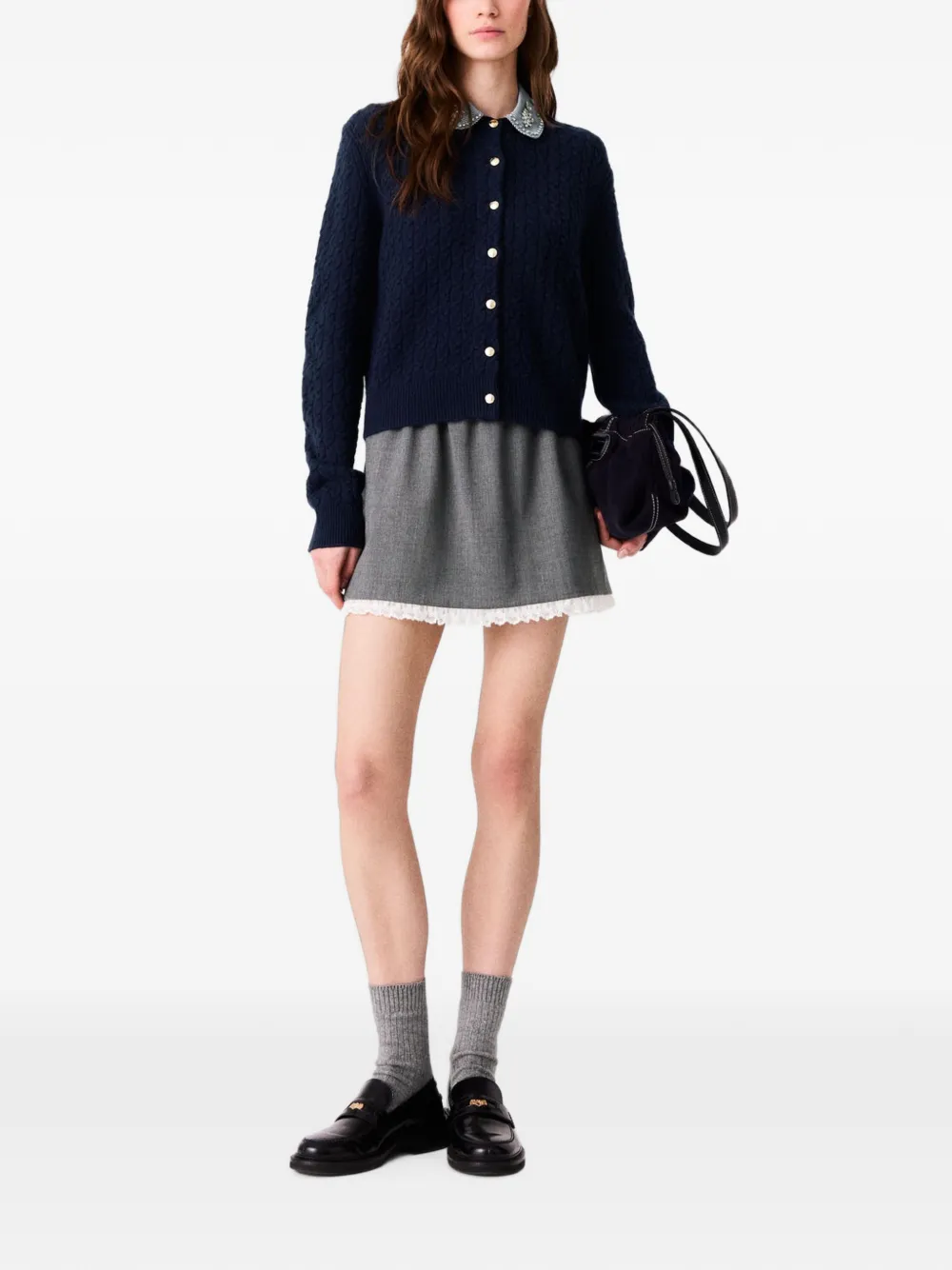 Maje Vest met popeline kraag Blauw