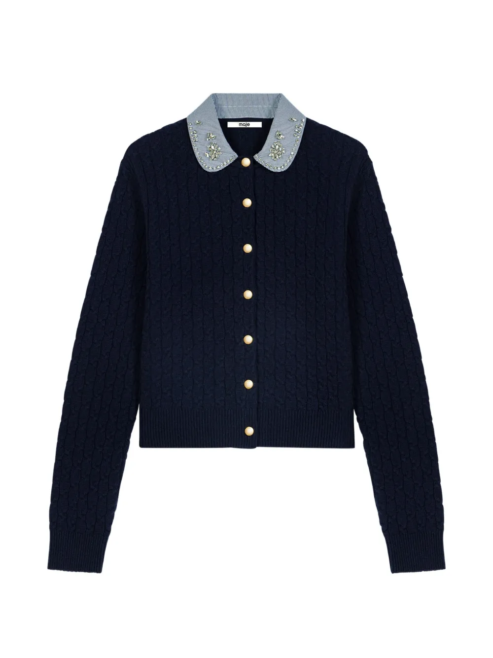 Maje cardigan with poplin collar - Blu