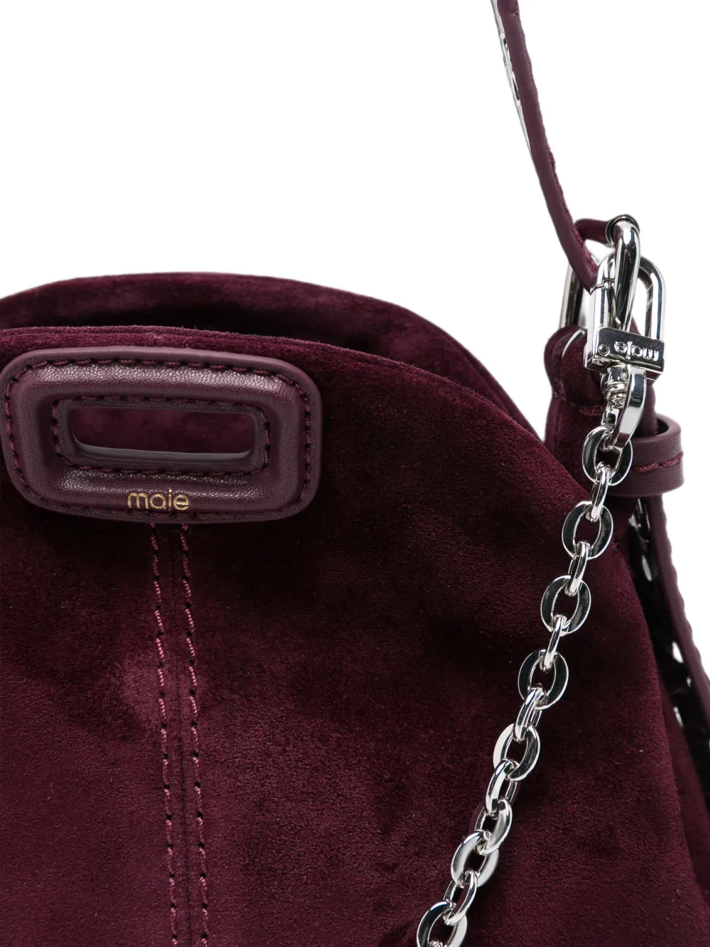 Maje Mini-tas met kettingband en franje Paars