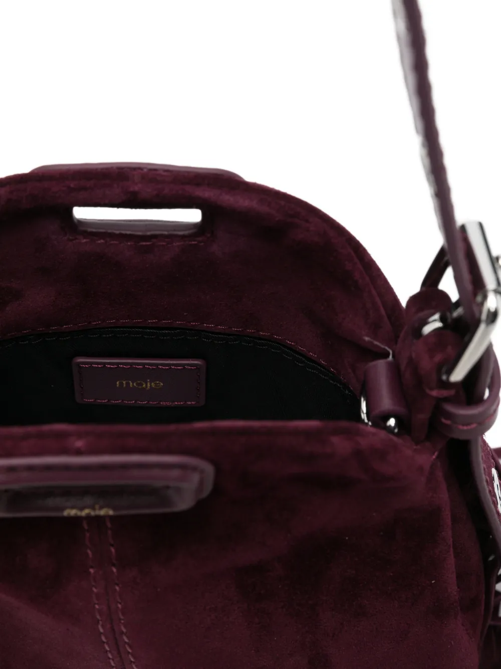 Maje Mini-tas met kettingband en franje Paars