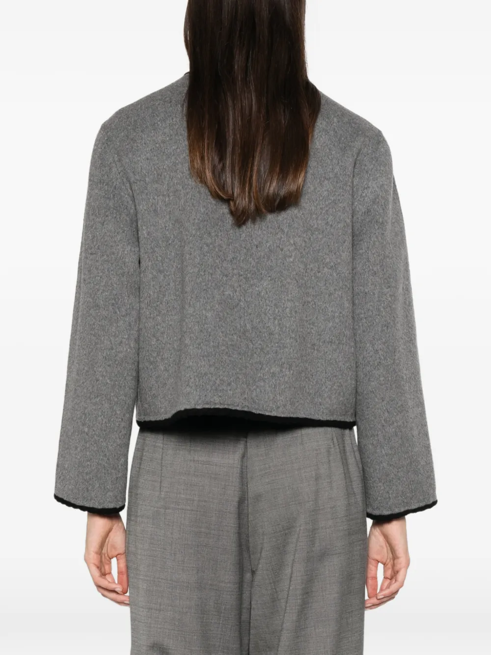 Maje Gardenia braid-trim single-breasted jacket Grijs