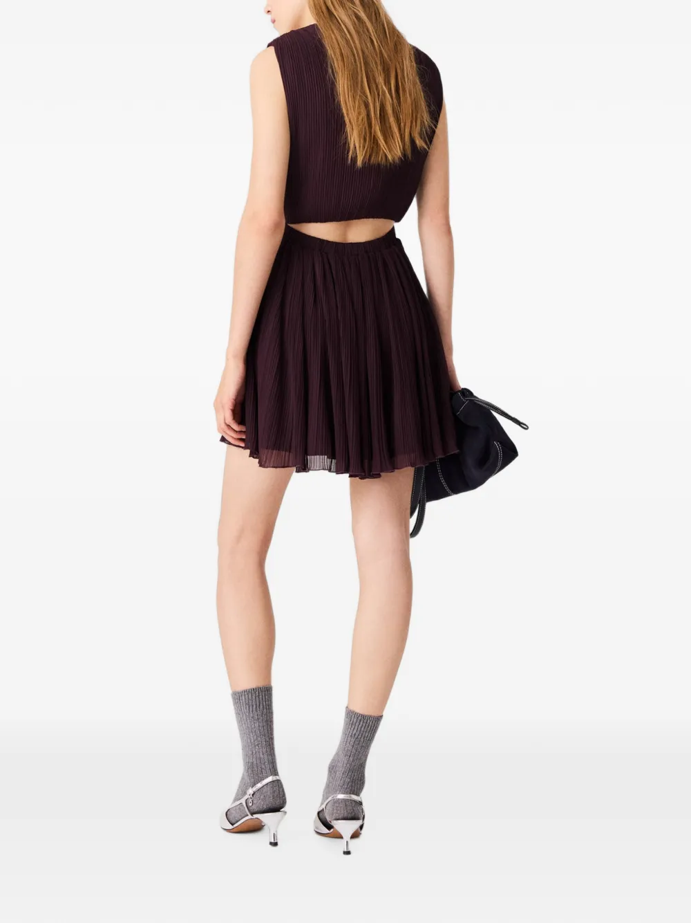 Maje Plissé mini-jurk met uitgesneden details Paars