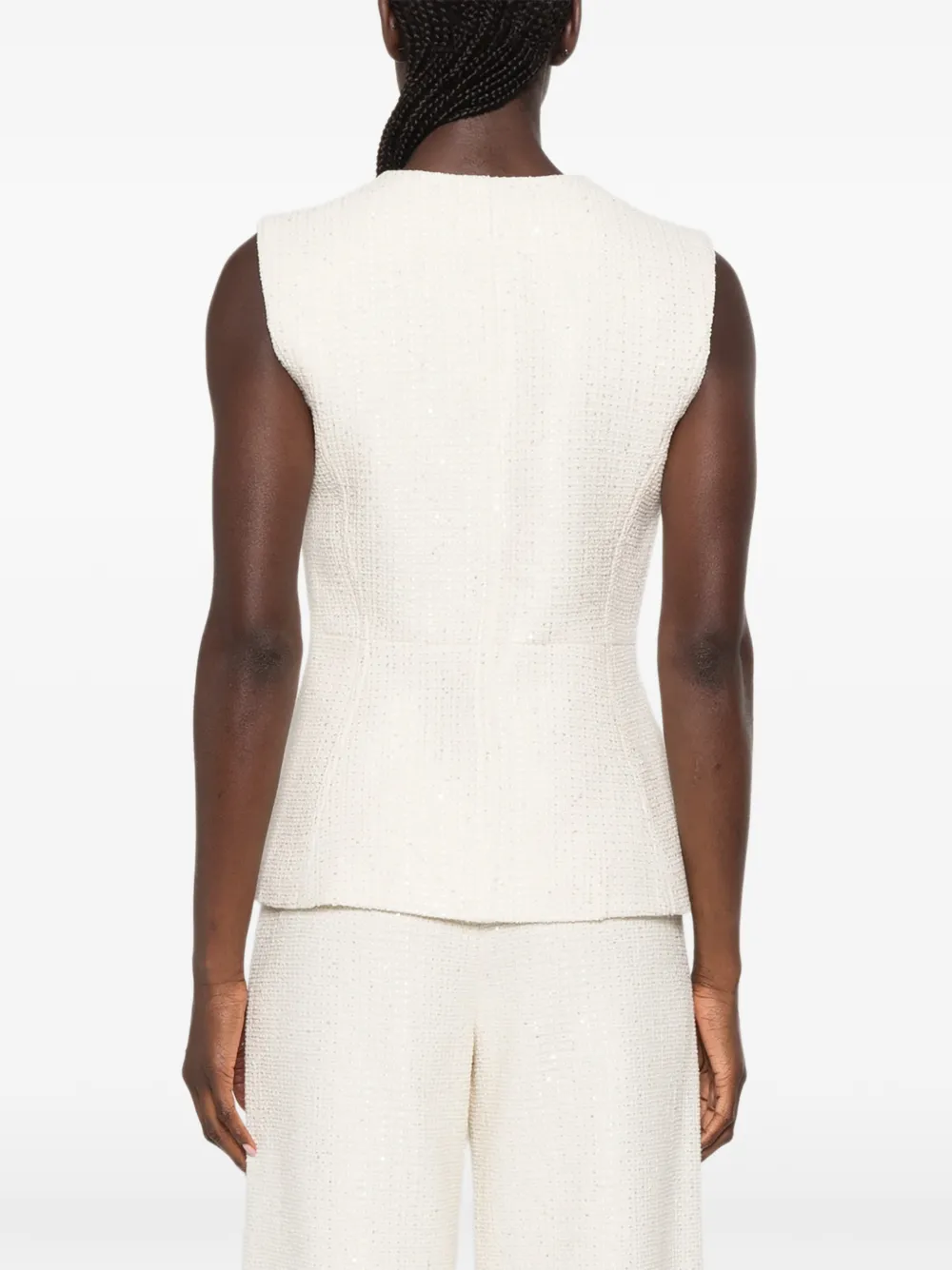 Maje Mouwloze top met knopen Beige