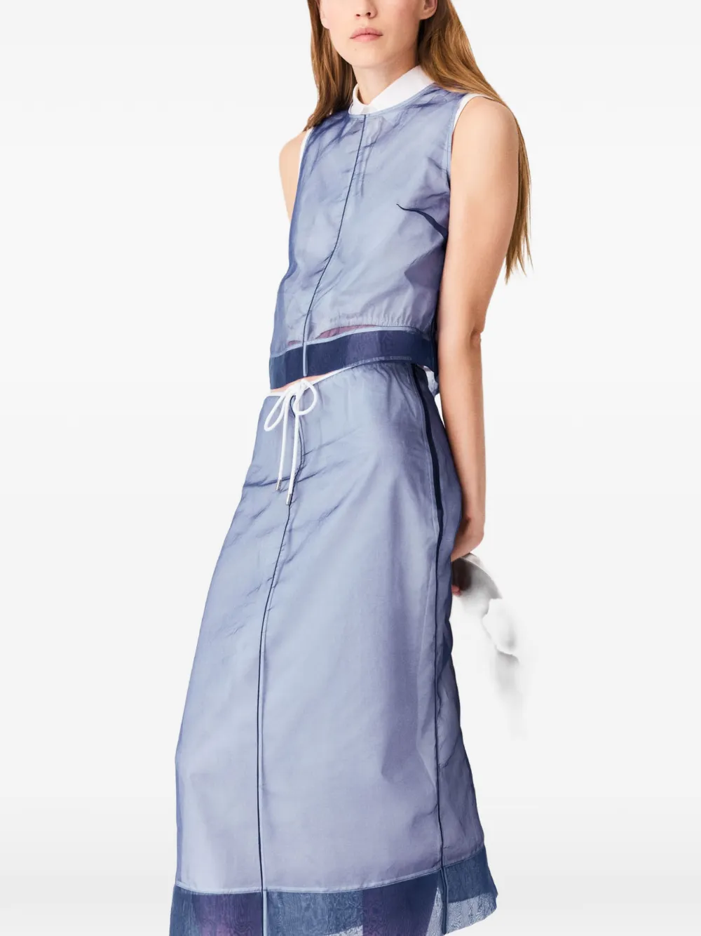 Maje x Blanca Miró straight midi-rok met trekkoord Blauw