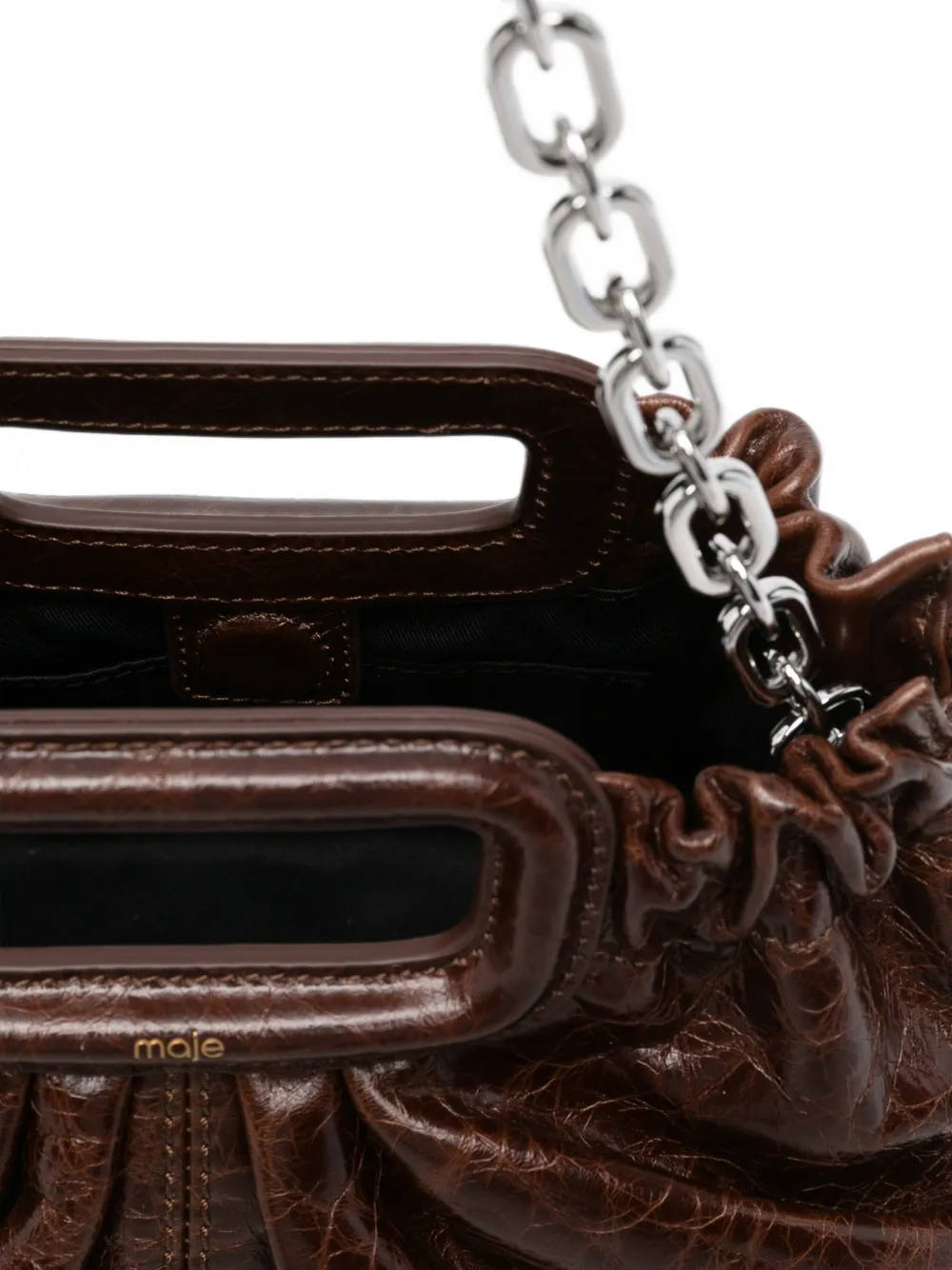 Maje Shopper met gekreukt effect en schakelketting Bruin