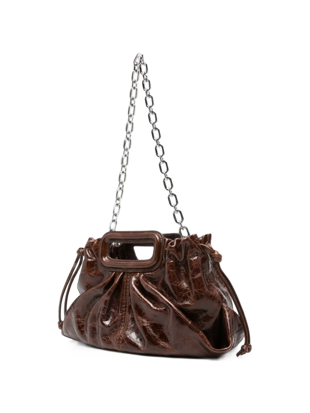 Maje Shopper met gekreukt effect en schakelketting Bruin