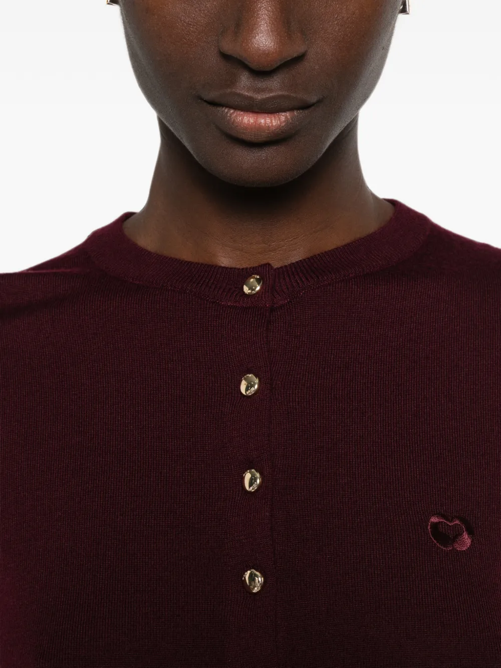 Maje Vest met borduurwerk en knoopsluiting Rood