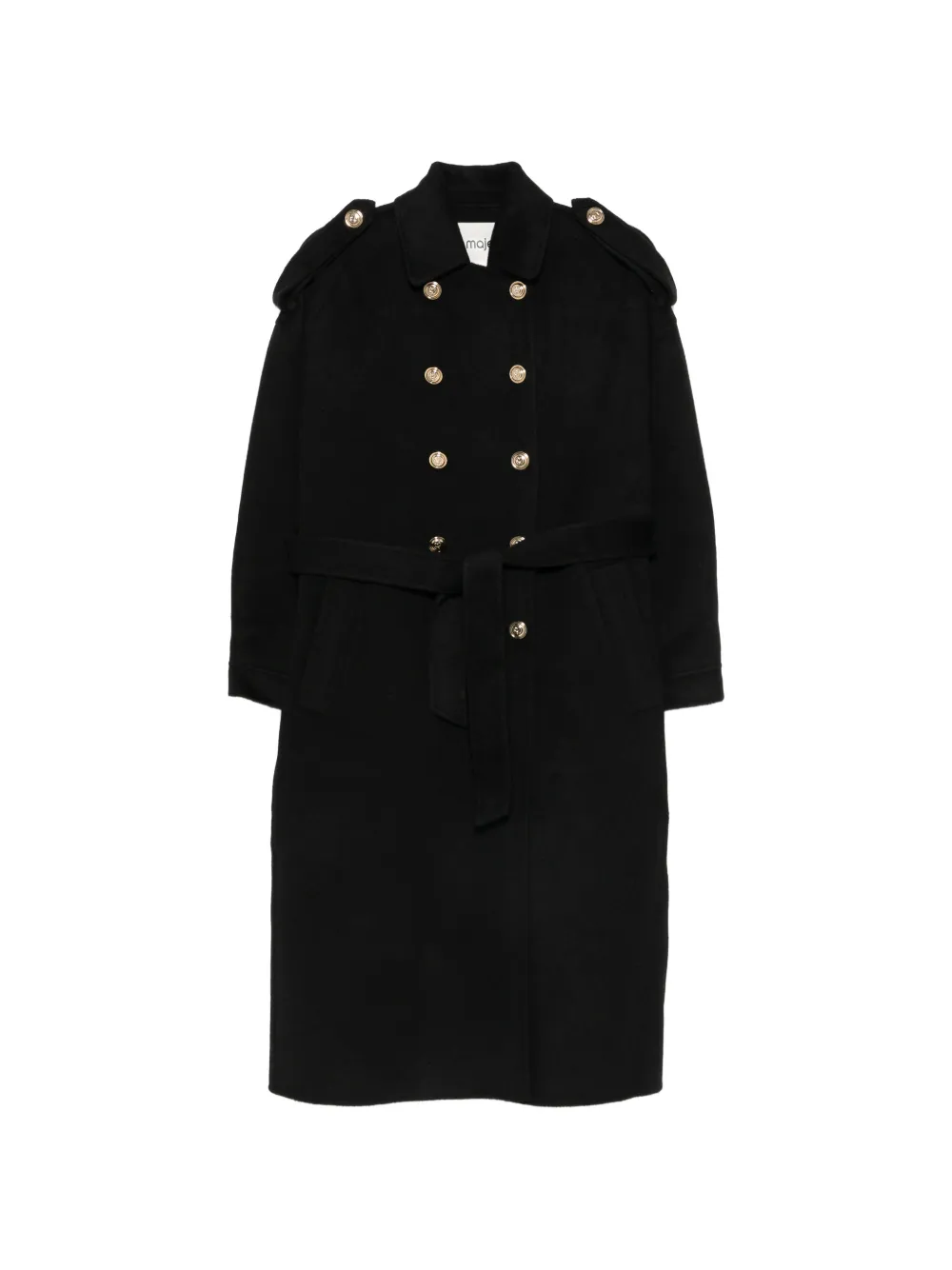 Maje Cappotto doppiopetto con cintura - Nero