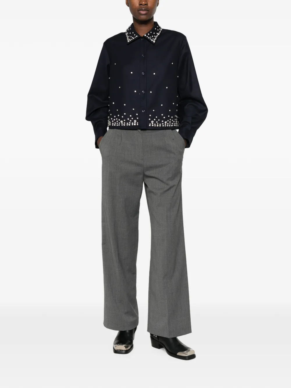 Maje Cropped blouse Blauw