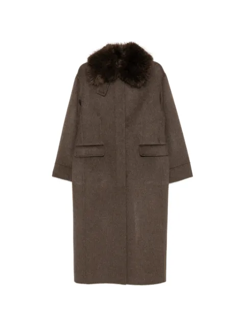 Maje faux-fur collar single-breasted coat